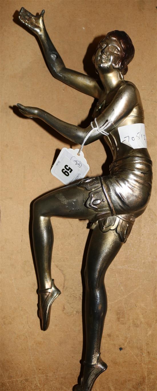 Art Deco silvered dancer(-)